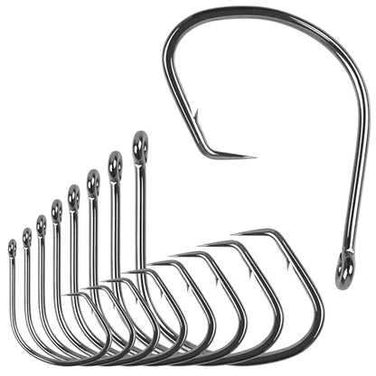 Circle Hooks Saltwater,100pcs Catfish Hooks Offset Circle Octopus Fishing Hooks High Carbon Steel 2X Strong Barbed Fishhooks for Bass Trout Freshwater Saltwater - size: 100pcs-2/0