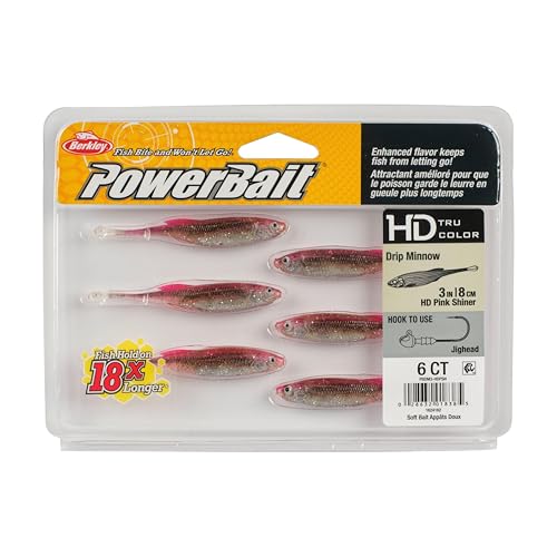 Berkley PowerBait Drip Minnow Fishing Soft Bait - color: HD Pink Shiner, size: 3"