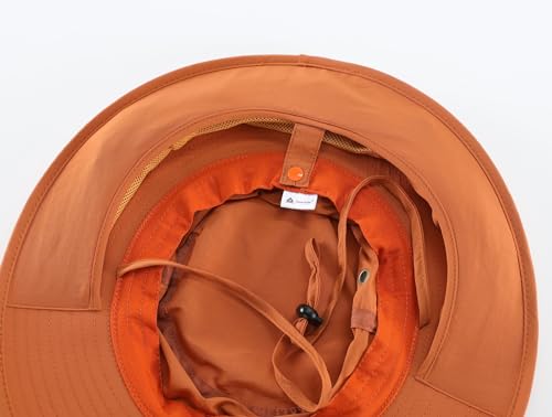 Home Prefer UPF50 Mens Sun Hat with Neck Flap Quick Dry UV Protection Cap Womens Wide Brim Fishing Hat Neck Flap Beach Garden - color: Burnt Orange