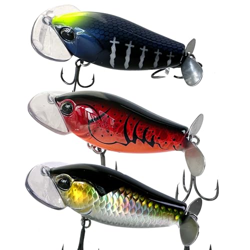 FONMANG Top Water Fishing Lures, 3-Pcs Topwater Lures for Bass Walleye Pike, 2025 New Wasp Crawl Bait for Freshwater and Saltwater - color: D- Jitterbug