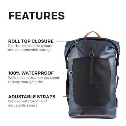Grundéns Bootlegger Roll Top Backpack, Waterproof, 30L, Dark Navy - color: Dark Navy