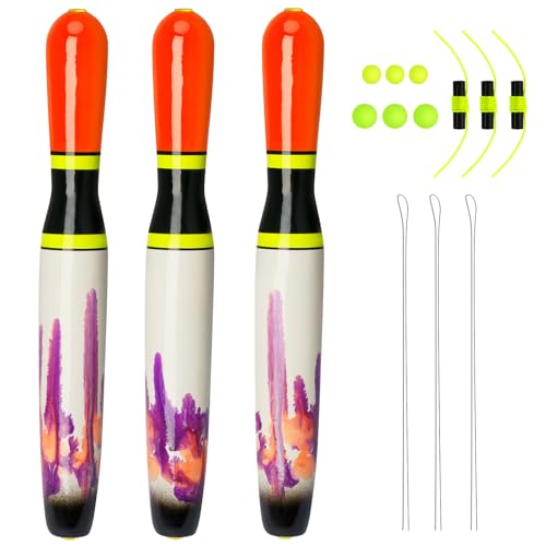 QualyQualy Catfish Fishing Bobbers, Weighted Catfish Pole Floats/LED Fsihing Bobber, 3PCS High Visibility Wood Pole Fishing Float - color: C-White Bowling Pin, size: 8"-3Pcs