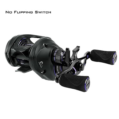 KastKing MegaJaws Elite Baitcasting Fishing Reel, New AutoMag Dual Braking System, Only 6.7oz, 17.64 LBs Carbon Fiber Drag, 11+1 Shielded BB, High Speed 5.4:1 to 9.1:1 Gear Ratios - size: Left - 7.2:1, style: Megajaws Elite-shallow Spool