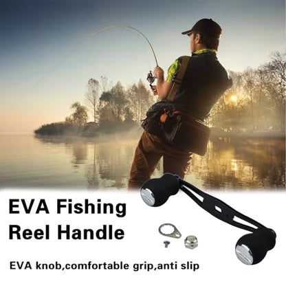 2-Pack Replacement Fishing Reel Handles, EVA Grip Baitcaster Handle Compatible with Abu Garcia Daiwa, Left or Right Side Installation, Aluminum Rocker Arm