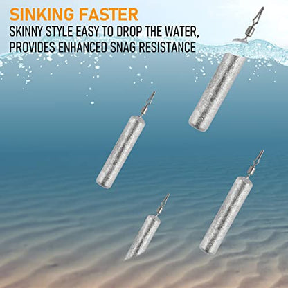 Dr.Fish 50 Pack Fishing Drop Shot Weights Lead Fishing Weights Pencil Skinny Sinkers with Barrel Swivels for Freshwater Bass Fishing - size: 3/8oz-20 Pack