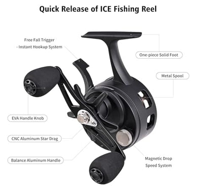 Pack of 1 Ice Fishing Reel Large Spool Diameter Inline Freespool Reel Wear-Resistant 31 BB Ice Fishing Gear for Sea Lake Pond Metal Spool - color: Green