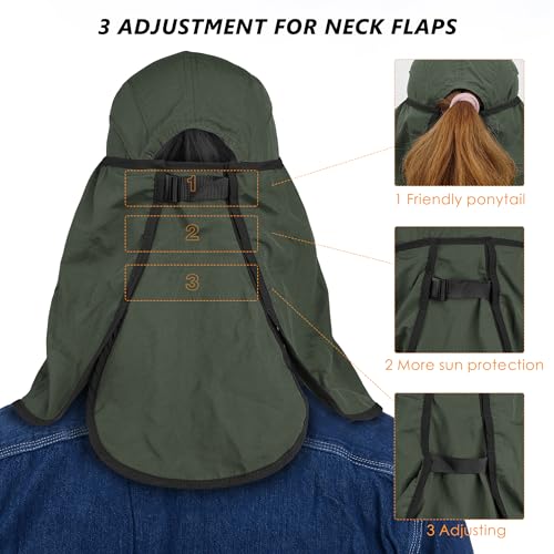 GADIEMKENSD UPF 50+ Folding Fishing Hat 360 Outdoor Sun Hat - color: Army Green