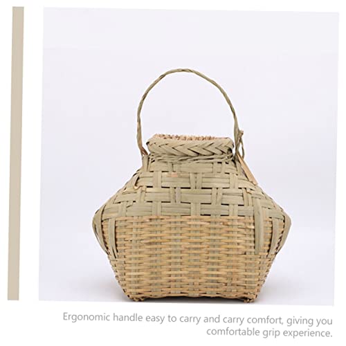 HANABASS Fishing Basket Bamboo Woven Portable Reusable Outdoor Shrimp Container Accessory