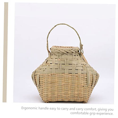 HANABASS Fishing Basket Bamboo Woven Portable Reusable Outdoor Shrimp Container Accessory