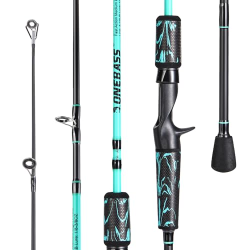 One Bass Spinning Rod & Casting Rod, High Performance IM6 Graphite Fishing Pole for Bass Fishing,2- Piece Desgin for Travel - size: 7'0"-MH-Fast, style: Casting