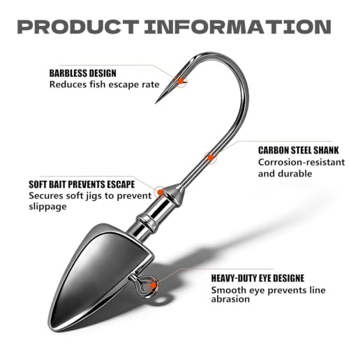 YOTO Weedless Bullet Jig Heads Weighted EWG Offset Hooks for Texas Rig Bass Fishing, Anti-Snag Swimbait Darter Head for Soft Plastics - style: Mixed
