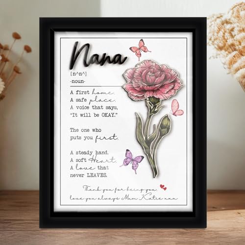 Personalized Mom Wooden Frame with Birth Month Flower, Custom Names Plaque with Meaningful Quote for Mum from Daughter Son, Sentimental Gifts for Mother's Day, Mom Birthday, Grandma, Nana, Women - color: 0. Mom-05