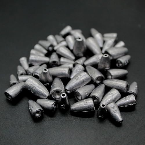 Fishing Weight Sinkers, 50pcs/55pcs Lead Worm Weights Fishing Sinkers for Bass Fishing Texas Rigs(2g/3.5g/5g/7g) - color: 2g/3.5g/5g/7g/10g-55pcs(Bulk)