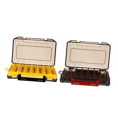 KICHOUSE 2Pcs Fishing Lure Container Double Sided Drain Bait Storage Case Portable Fishing Tackle Organizer High Grade Material Translucent Lid for Easy Identification