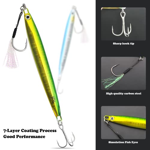 Fishing Jigs Vertical Saltwater Jigs Vertical Jigging Spoon Fishing Tuna Lures Boat Fishing Artificial Lures for Tuna, Grouper, Dogtooth, Snapper, Bass, Salmon/60g, 80g,120g - color: 5pcs（60g）-multicoloured