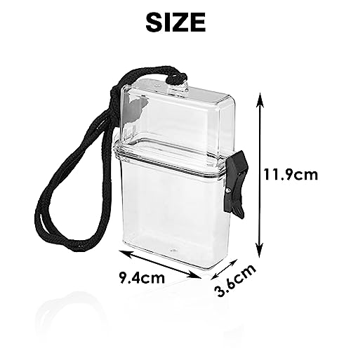 Waterproof ID Card Badge Holder Case - Floating Sports Case with Hanging Ring and Rope - Money and Key Holder - Small Waterproof Case for Swimming, Boating