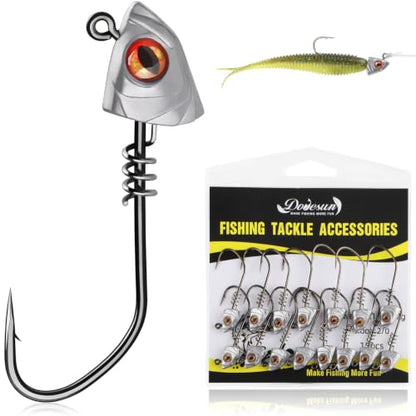 Dovesun 15pack Screw Lock Swimbait Jig Heads 2X Strong High-Carbon Steel Bass Fishing Jigs with 3D Eyes, jig Heads for Fishing Saltwater Freshwater Walleye Trout Crappie 1/8 1/5 1/4 3/8 oz - size: 1/4oz-15Pack