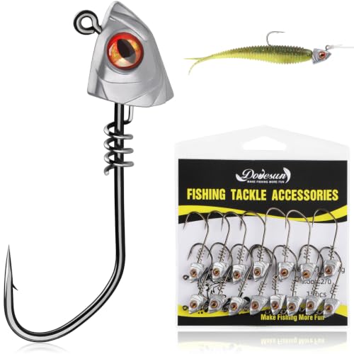 Dovesun 15pack Screw Lock Swimbait Jig Heads 2X Strong High-Carbon Steel Bass Fishing Jigs with 3D Eyes, jig Heads for Fishing Saltwater Freshwater Walleye Trout Crappie 1/8 1/5 1/4 3/8 oz - size: 1/5oz-15Pack