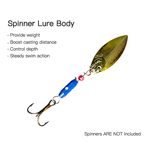 Dr.Fish Brass Lure Bodies for Spinner Making, Lure Making Supplies Parts Acessories for in-line Spinnerbaits Freshwater Fishing Lure Weights - color: 50pcs Pill+Bullet Shape Kit 1