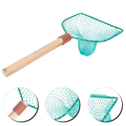 DOITOOL Fishing Landing Net Wood Handle 30cm Wear-Resist Large Mesh Outdoor Fish Catching Net for Freshwater and Saltwater Use