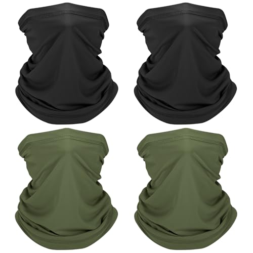 Cooling Neck Gaiter, Summer UV Face Mask Dust Balaclava, Neck Gator Bandana Face Cover for Sun Protection Men Women Outdoor - color: Black*2/Armygreen*2