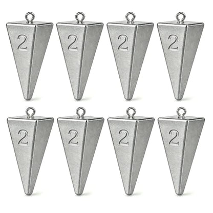 Pyramid Sinkers Fishing Weights, Saltwater Fishing Sinkers for Surf Fishing Gear Tackle - 1oz, 2oz, 3oz - style: 2 Ounce-8pcs