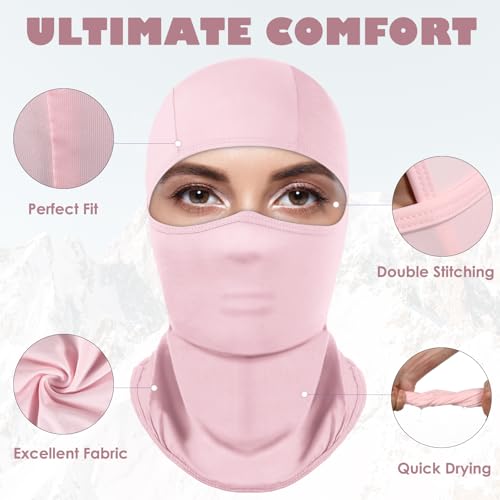 Achiou Ski Mask Balaclava Shiesty, Cooling Ice Silk Motorcycle Face Cover | Ski Mask for Men/Women,Breathable Face Mask,Thin Summer Balaclava,Versatile Use for Skiing Moto,UV Protection,Helmet Friendly - color: Pink