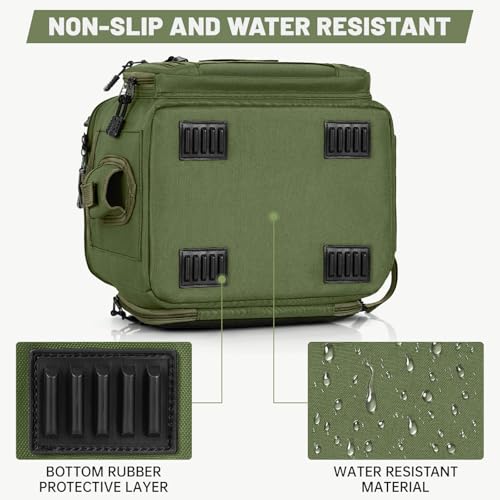 Fishing Tackle Bags with 4 * 3600 Tackle Boxes - Saltwater & Freshwater Compatible, Water Resistant & Durable Fishing Bags with Padded Shoulder Strap - Pliers and Gear Storage Green - color: Green, style: With 4 Tackle Boxes