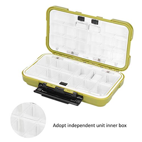 Impermeable Fishing Tackle Box, ABS Material with Rubber Seal and 18 Compartments, Portable Lure Storage Organizer for Hooks Lines Accessories