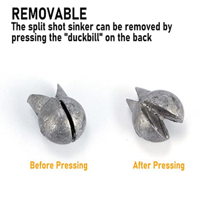 Dr.Fish 100 Pack Removable Split Shot Weights Lead Fishing Sinkers Fly Fishing Line Sinkers Reuseable Clip On Weights Freshwater Saltwater - size: #3/0(1/30 oz)