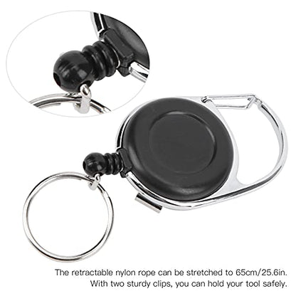 Fly Fishing Retractor, Retractable Steel Wire Tool Clip with Quick Release Carabiner, 65cm Length for Fishing Vest Jacket Backpack Anglers Gear Accessories