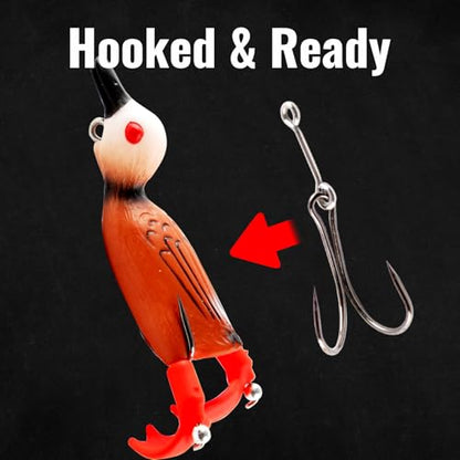 Topwater Duck Lures for Bass Fishing, 5pcs Realistic Soft Weedless Duck Bait Floating with Tackle Box Freshwater Saltwater Pike Musky Catfish Topwater Swimbait Duckling Lure