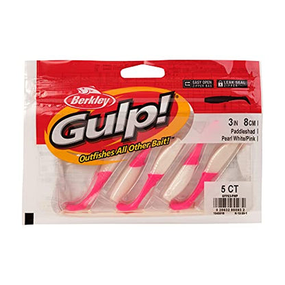 Berkley Gulp! Paddleshad Fishing Soft Bait - color: Pearl White/Pink, size: 3"