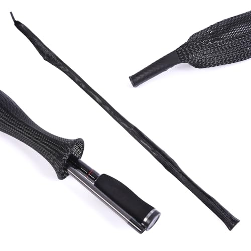 Rod Sock Fishing Rod Sleeve, Cover Braided Mesh Rod Protector Pole Gloves Fishing Tools. Flat or Pointed End/Spinning or Casting Rods. for Casting Sea Fishing Rod/Spinning Fishing Rod