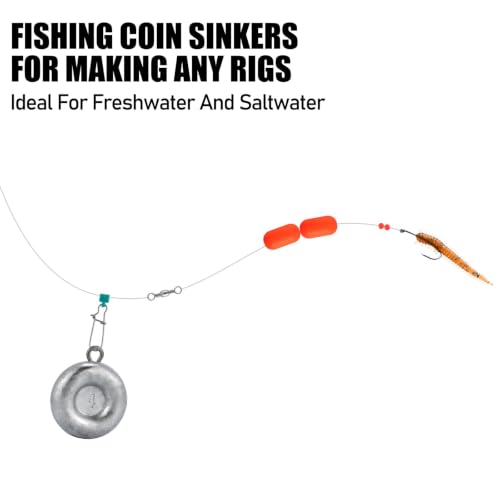 Dr.Fish Fishing Coin Sinkers Lead Fishing Weights Disc Weights No Roll Freshwater Saltwater River Bank Surf Fishing Catfishing - size: 6oz/5 Pack