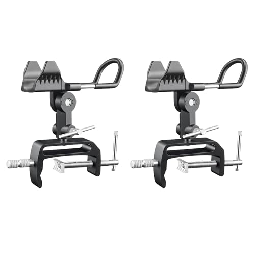 2 Pack Fishing Rod Holder for Boat,Clamp-On 2 Pack, 360° Adjustable, Fits 0.2"–3.1" Gunwales & Edges,Fishing Pole Holder for Boat for Yachts, Fishing Boats, Railings, and Riverbank Round Rails