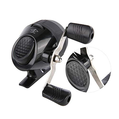 Fishing Wheel Portable Spincast Fishing Reel Slingshot Outdoor Shooting Harpoon Dart Reel - color: black