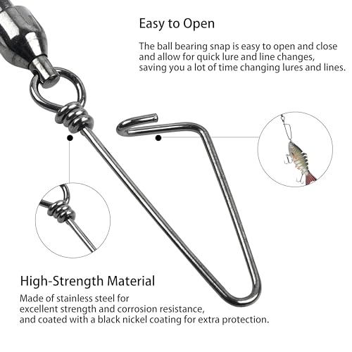 Shaddock Fishing Ball Bearing Snap Swivels, Fishing Tackle Fishing Line Connector Corrosion Resistance Barrel Swivel for Saltwater Freshwater Fishing 26Lb - 503Lb - size: #0 (26lb)