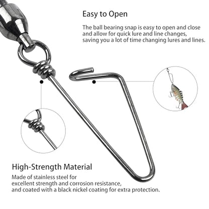 Shaddock Fishing Ball Bearing Snap Swivels, Fishing Tackle Fishing Line Connector Corrosion Resistance Barrel Swivel for Saltwater Freshwater Fishing 26Lb - 503Lb - size: #10 (503lb)