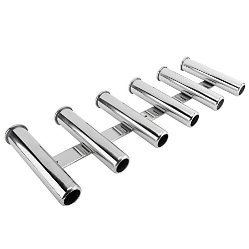 YaeMarine Fishing Rod Holder 316 Stainless Steel Fishing Rod Rack 3Tube/4Tube/5Tube/6Tube Mirror Finish for Marine Boat Yacht Camper - style: 6 Tube