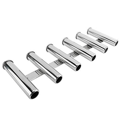 YaeMarine Fishing Rod Holder 316 Stainless Steel Fishing Rod Rack 3Tube/4Tube/5Tube/6Tube Mirror Finish for Marine Boat Yacht Camper - style: 6 Tube