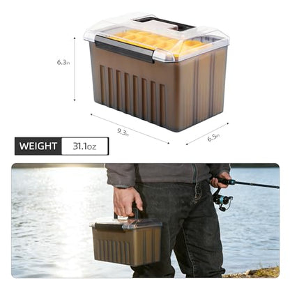 RUNCL Fishing Tackle Box with Clear Lid - Large-Capacity Multi-Slot Organizer, Rigid Hard Lure Organizer, Durable for Freshwater Bass & Saltwater Fishing - size: Small