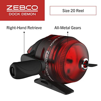 Zebco Dock Demon Spinning Reel or Spincast Reel and Fishing Rod Combo, 30-Inch Durable Fiberglass Rod, QuickSet Anti-Reverse Fishing Reel - style: Spincast Reel - Red