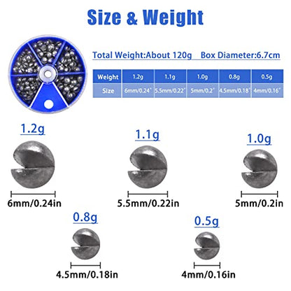 Split Shot Fishing Weights Sinker Kit, 120g/Box Round Split Shot Sinker Removable Fishing Weights Egg Sinkers for Saltwater Freshwater 7 Sizes - style: Blue Box