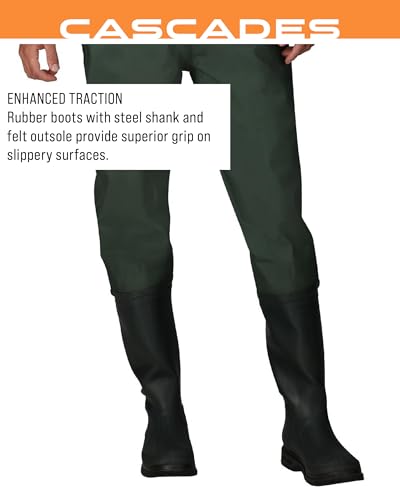 FROGG TOGGS Cascades 2-ply Poly/Rubber Waterproof Fishing Bootfoot Chest Wader for Fishing - color: Felt, size: 14