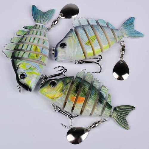 Crankbait Fishing Lure Pike Muskie Lures Lifelike Multi Jointed Swimbait Segement Hard Minnow Bait Treble Hook - color: HS078KLMON-5pcs/set