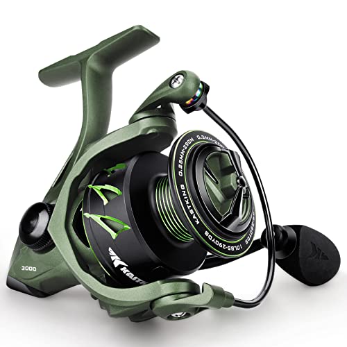 KastKing Spartacus II Spinning Reel – Sealed Carbon Fiber 22LBs Max Drag – 7+1 Stainless BB for Saltwater&Freshwater – 5.2:1 Gear Ratio – Size 500&1000 Perfect for Ice Fishing - size: 4000