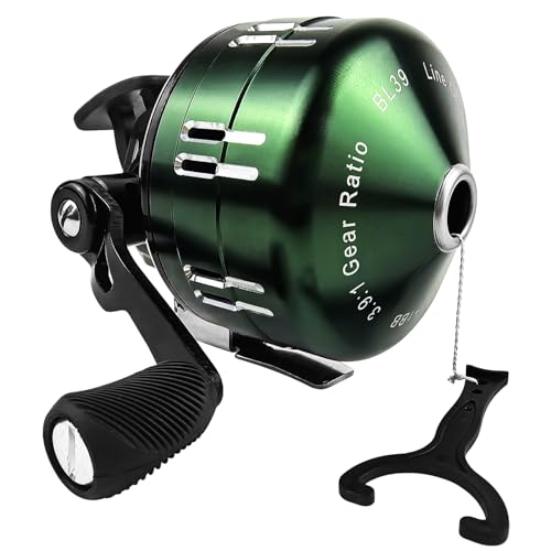 Spincast Fishing Reel, All-Metal Gears, Easy to Use Push Button Casting Design, Changeable Right/Left-Hand Retrieve - color: Green