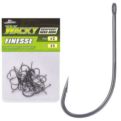 Drop Shot Hooks Wacky Rig Neko Bass Fishing Finesse Worm Size 2/0~#4 25Pack Bulk - size: Size 2 Pack of 25