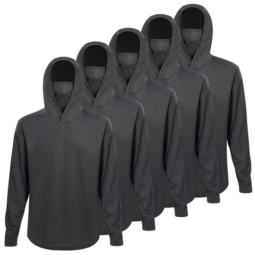 LeeHanTon Men UPF 50+ Sun Protection Hoodie Long Sleeve Shirts Dry-Fit UV Breathable Work Athletic Summer Pullover Sweatshirt - color: A-dkgy-with Mask, size: X-Large